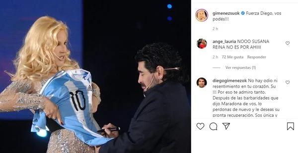 Susana Giménez posteó un mensaje para Diego Maradona: 